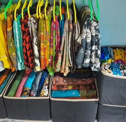 This is the result of one of my favorite transformations. Creating a beautiful and functional space for a client's saree collection gave me the confidence to turn any mess into a place of beauty.