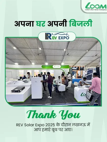 A wide angle of my spacious booth at the Lucknow expo, designed to accommodate many visitors and product displays. It reflects our status as India's No. 1 Solar Company.