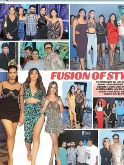 A collage from the "Fusion of Style" press coverage, showcasing multiple looks from my collection and the vibrant energy of the fashion show.