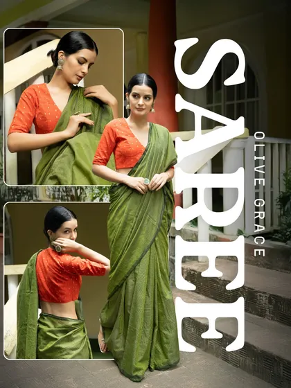 Tradition meets trend in this stunning combination. I’ve paired the Olive Grace saree with a fiery red Chanderi Gold Jari Buta Blouse for a look that’s bold, beautiful, and unapologetically you.