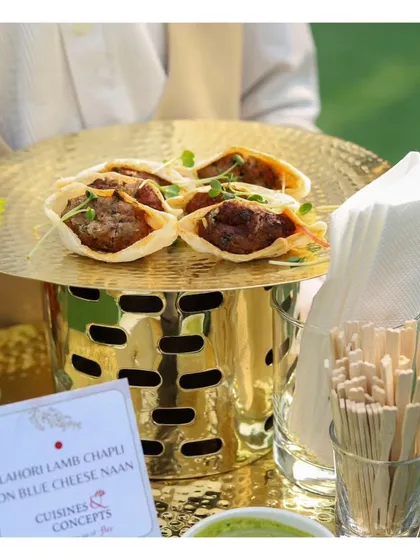 We pride ourselves on culinary innovation, blending global techniques with Indian flavours. This dish, our signature Lahori Lamb Chapli served on a Blue Cheese Naan, is a perfect example of the unique and memorable fusion concepts we create.