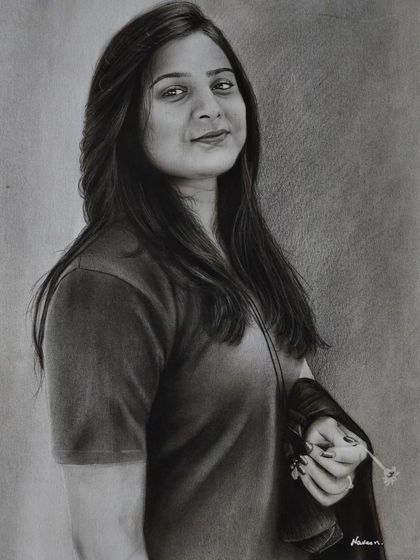 A close-up of the finished portrait.