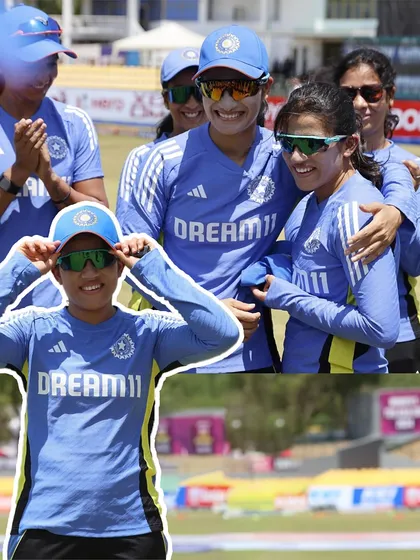 The joy of a dream realized. This collage captures the moment our student Tanuja Kanwar made her debut for Team India, surrounded by her new teammates. We are so proud to have been a part of her journey.