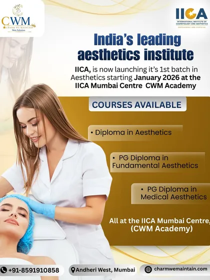 This is where theory meets practice. As the official IICA Mumbai Centre, we emphasize hands-on training. This image shows a student learning a procedure, a core part of our curriculum that ensures you are confident and job-ready from day one. We offer a Diploma in Aesthetics, PG Diploma in Fundamental Aesthetics, and a PG Diploma in Medical Aesthetics.