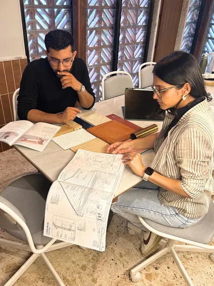 A nostalgic moment, with us collaborating at the big table in our new studio extension. This space holds both memory and momentum for us, and we're grateful to be building our vision here together.