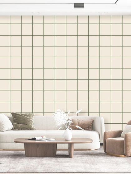 The same modern grid pattern in a soft, off-white color. This subtle design adds texture and interest to the wall without being overwhelming, creating a bright and airy feel.