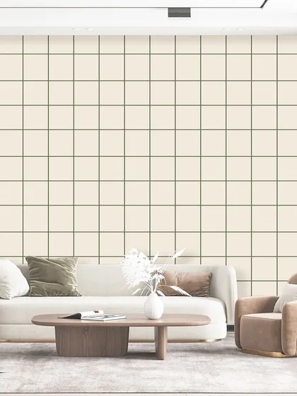 The same modern grid pattern in a soft, off-white color. This subtle design adds texture and interest to the wall without being overwhelming, creating a bright and airy feel.