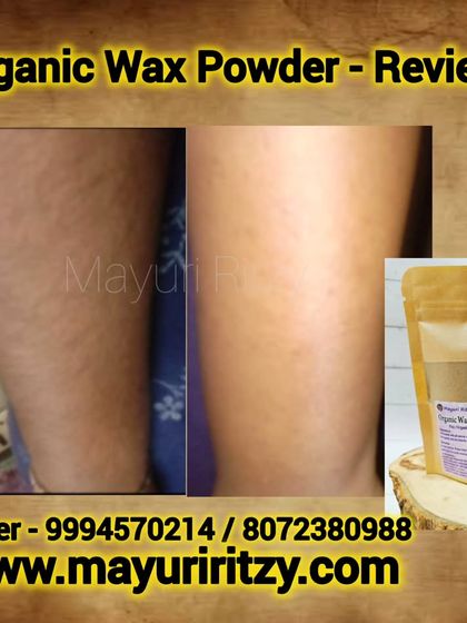 Here is another amazing result from my Organic Wax Powder, this time on the legs. It provides a smooth, hair-free finish without irritating the skin. It's a safe and natural alternative to parlour waxing that you can easily do at home.