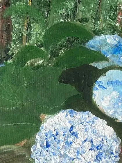 Another shot of my hydrangea painting in progress. The natural light and surroundings were incredibly inspiring.