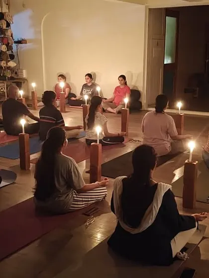 In the quiet glow of candlelight, we find our focus. A glimpse into our Tratak Kriya, or candle-gazing meditation, a powerful practice we use to still the mind, cleanse distractions, and awaken a deep sense of inner clarity.