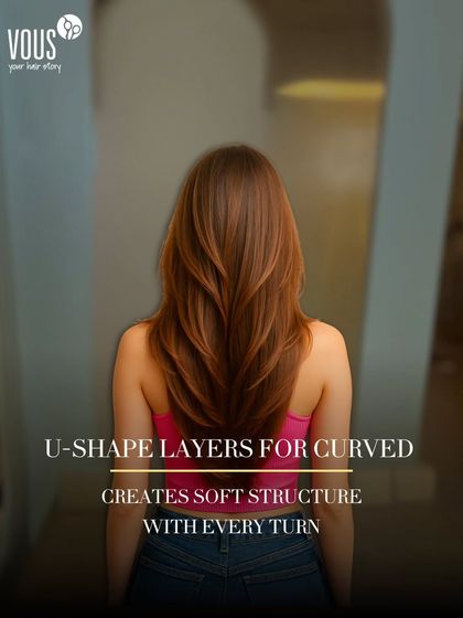 U shape layers create a beautiful, curved silhouette that adds soft structure to your hair. This cut is fantastic for adding movement that you can see with every turn of your head.