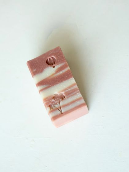 A single bar of the new Lavender, Rosemary & Spearmint soap.