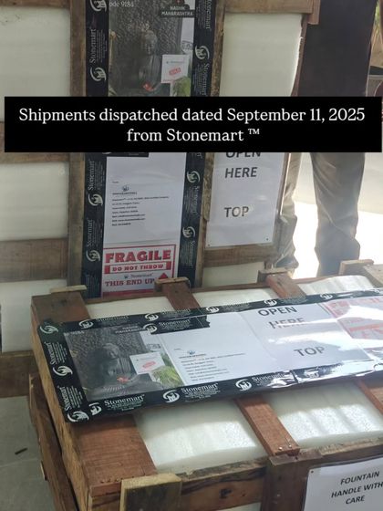 Our shipments are clearly labeled with handling instructions to ensure they are treated with care during transit. This crate is part of a large order dispatched on September 11, 2025.