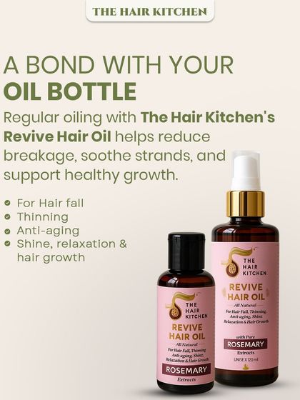 Building a bond with your oil bottle is a crucial step in your hair ritual. Regular oiling with my Revive Hair Oil, infused with pure Rosemary, helps reduce breakage, soothe strands, and support healthy growth for thinning hair.
