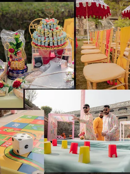 More interactive games at the Haldi, including a giant Jenga and cup-stacking challenges, ensured guests of all ages were entertained.