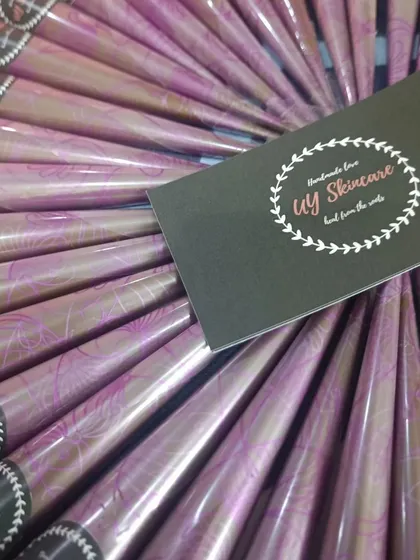 My fresh, organic henna cones, all rolled and sealed by hand. I make these in small batches to ensure they are always fresh when they get to you. The beautiful purple packaging makes them a lovely gift too.