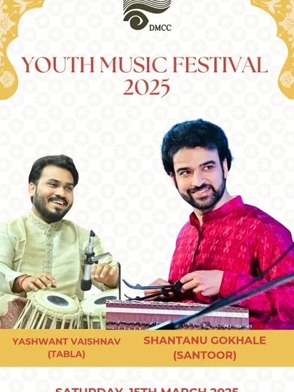On stage with santoor artist Shri Shantanu Gokhale. The santoor's shimmering notes and the tabla's intricate beats create a beautiful texture together.
