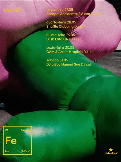 The weekly lineup poster from Ferro Bar in Porto, featuring my set.