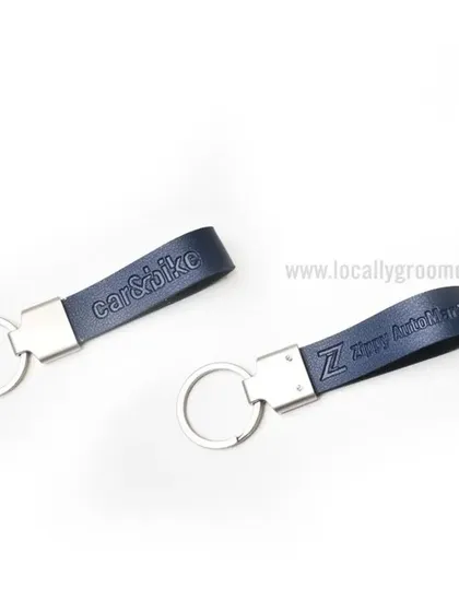These custom leather keychains are a simple, elegant, and durable gift. We branded these for Car & Bike, showcasing our precise engraving on quality materials.