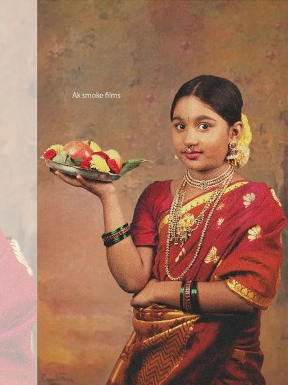 Recreating the famous "Woman Holding a Fruit" painting. We carefully selected the saree, jewelry, and props to match the original artwork's style and mood.