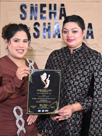 This student has successfully completed her advanced training and is now a certified makeup artist.