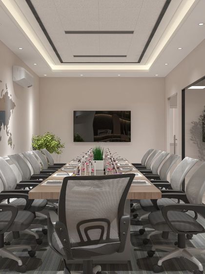 Another perspective of the factory office conference room, emphasizing the spacious layout and ample natural light, which are key for productive meetings.