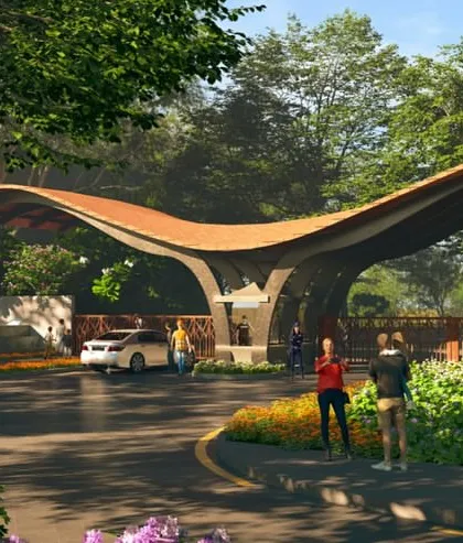 A concept for the gateway to Ensaara Metro Park, with a design inspired by the mythical bird to symbolize renewal, progress, and the vibrant spirit of the township.
