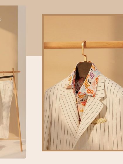 One step closer to summer. This pinstripe suit and floral shirt combination is part of our summer collection, designed with soft fabrics and relaxed silhouettes.