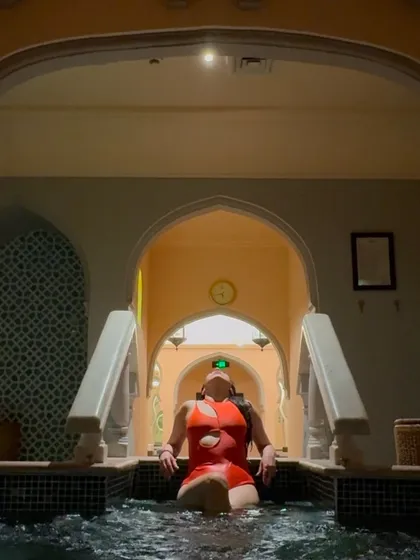 Indulging in some quality me-time in a beautiful jacuzzi in Jaipur. I highlight the wellness and relaxation aspects of a property, which are huge selling points.