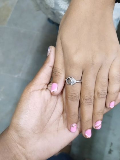 A sweet and simple pink manicure on short nails. I added a fine gold glitter line along the tips for a subtle touch of sparkle that elevates the look.