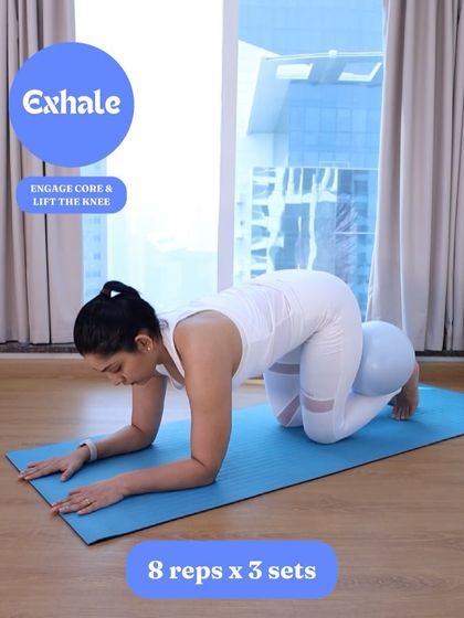 Donkey kicks are not just for the glutes. When you add a ball and focus on engaging your core as you lift, it becomes a powerful exercise for your lower abs and pelvic floor support.