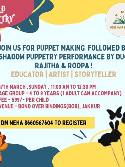A poster for our World Puppetry Day celebration. The event included a puppet-making session and a mesmerizing shadow puppetry performance by professional educators and artists.