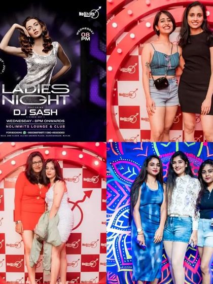 A collage showcasing the stylish crowds and fun photo opportunities at my Ladies' Night events.