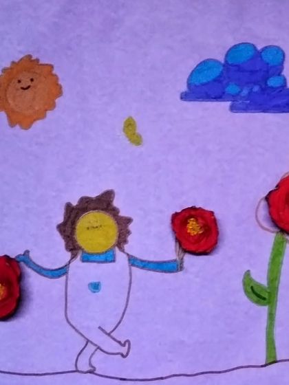 Collages showing the amazing variety of oil pastel drawings from our classes, from flowers and animals to landscapes and festive themes.