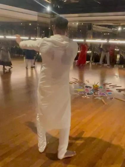 Leading a Dandiya session. These events are a great way to experience cultural dance forms in a fun and accessible setting.