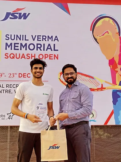 Another one of our champions from the Sunil Verma Memorial, showcasing his well-earned trophy.