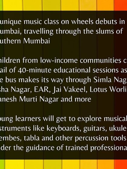 A Mid-day article graphic detailing our 'Music on Wheels' project, which brings music to children in various Mumbai slums.