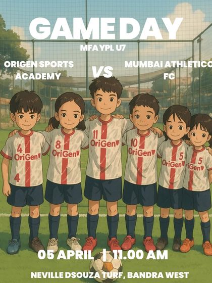 A gameday announcement graphic for our U7 team's match in the MFA YPL. We build excitement and a professional attitude from a young age.