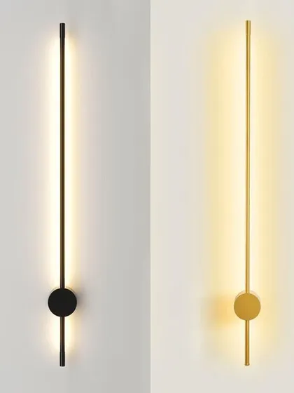 For lovers of minimalism, this slim pole wall sconce is the definition of sleek sophistication. Available in both black and gold, its integrated LED provides a clean, continuous line of light, creating a subtle halo effect on the wall.