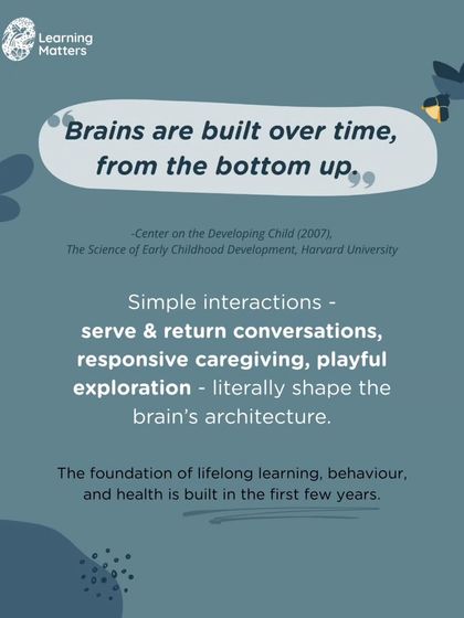 As Harvard University's research shows, brains are built from the bottom up. Simple serve-and-return interactions, responsive caregiving, and playful exploration are not just moments of connection; they are literally shaping a child's brain architecture for life.