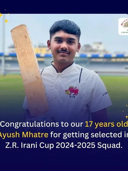 Congratulations to our 17-year-old student Ayush Mhatre on his selection for the prestigious Z.R. Irani Cup squad. A testament to his hard work and talent.