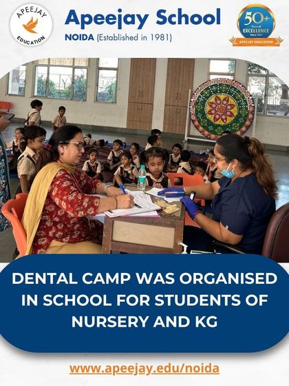 Our dental camp provided a friendly and educational environment for our youngest students. Here, a teacher assists as a dentist conducts a check-up, ensuring our students feel comfortable and cared for.