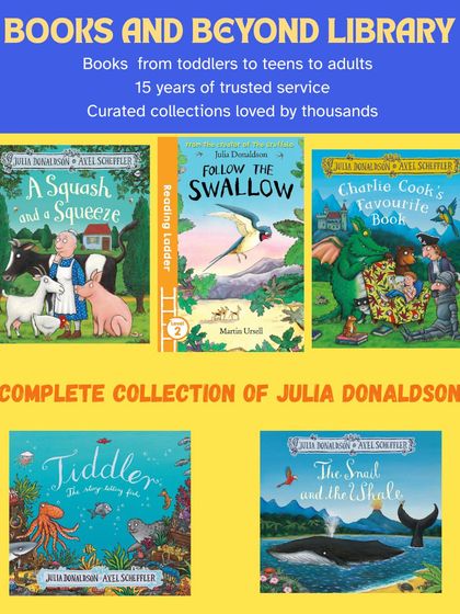 A glimpse into our Julia Donaldson collection, featuring classics like "A Squash and a Squeeze," "Tiddler," and "The Snail and the Whale." These stories are perfect for read-aloud sessions with their unforgettable rhymes and charming characters.