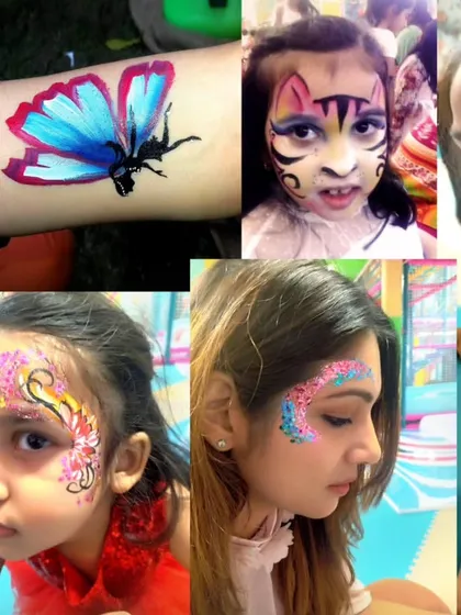 A collage showcasing some of my favorite designs, including butterflies, tigers, and glittery floral patterns for kids and adults.