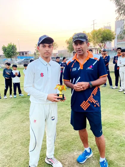 Another angle of the award ceremony, celebrating the hard work and dedication of our best batsman. Consistent recognition motivates players to keep improving.