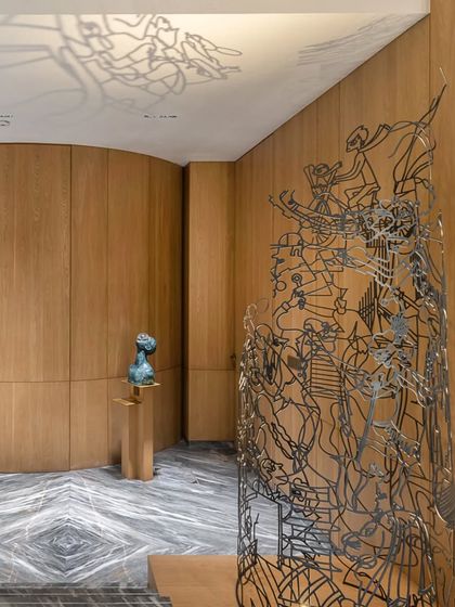 Part of the 'Moving Cache' project, this freestanding mild steel installation acts as a delicate, memory-laden sculpture. It is designed to cast intricate shadows on the surrounding walls and ceiling, creating an ephemeral, ever-changing extension of the artwork itself.