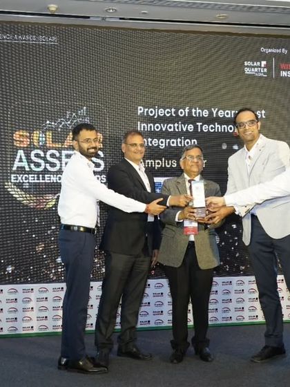 Our team proudly accepts the 'Project of the Year: Most Innovative Technology Integration' award for our inaugural ISTS project, JAI. This reflects our forward-thinking approach to delivering efficient and reliable clean energy solutions.