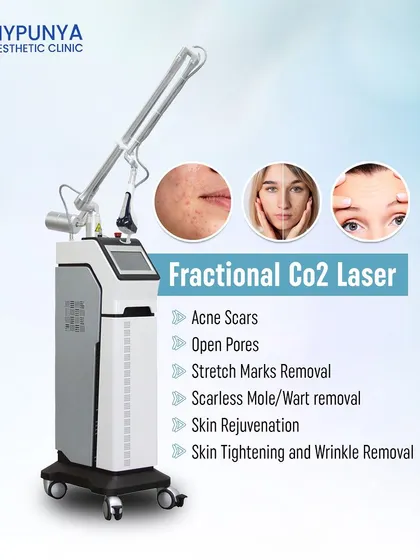 The fractional CO2 laser is a versatile machine that can treat a wide range of concerns. I use it for everything from acne scars and open pores to stretch marks, mole removal, and general skin rejuvenation.