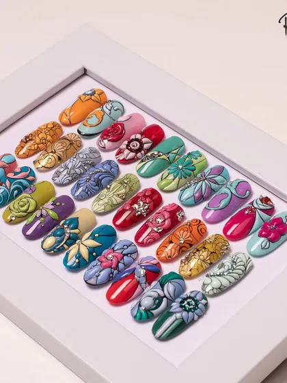 This view captures the glossy finish and 3D elements of the designs in this collection.