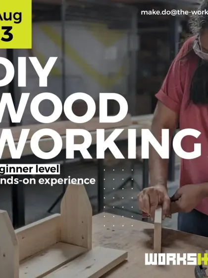 This is your invitation to get started. Our DIY Wood Working workshop is the perfect entry point if you're a total noob with tools. We cover all the safety basics and get you hands-on with power tools to build your very first project.